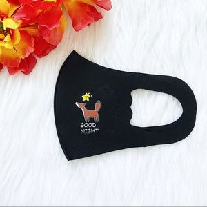 🔴4/$25 fox animal reusable child black face mask